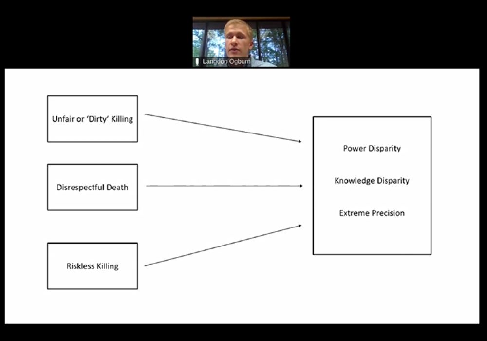 Langdon Ogburn presents at Carnegie Council's sixth annual Student Research Conference.