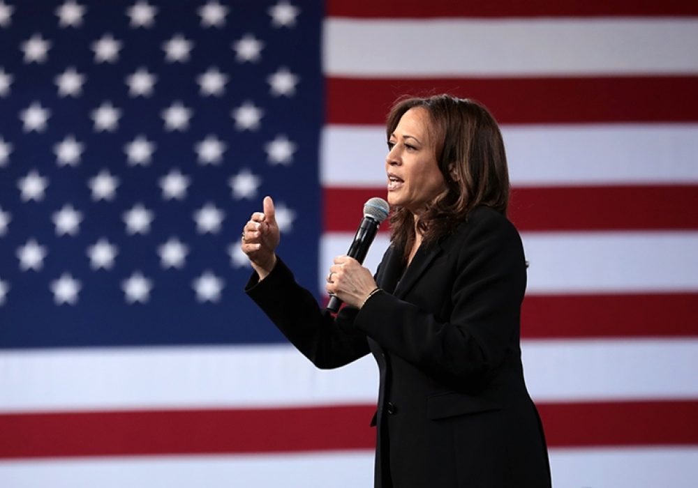 Senator Kamala Harris in Las Vegas, April 2019. CREDIT: <a href=https://www.flickr.com/photos/gageskidmore/46823600565>Gage Skidmore</a> <a href="https://creativecommons.org/licenses/by-sa/2.0/">(CC)</a>.
