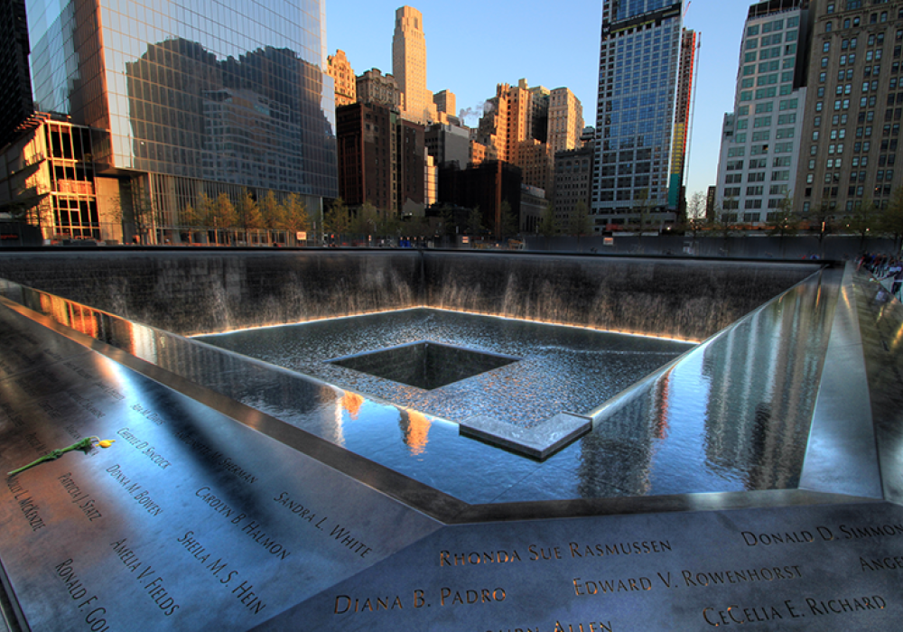Reflection pool at the National September 11 Memorial & Museum in New York City. CREDIT: <a href="https://flic.kr/p/ei68SS">Steve Gardner</a> <a href="https://creativecommons.org/licenses/by/2.0/">(CC)</a>