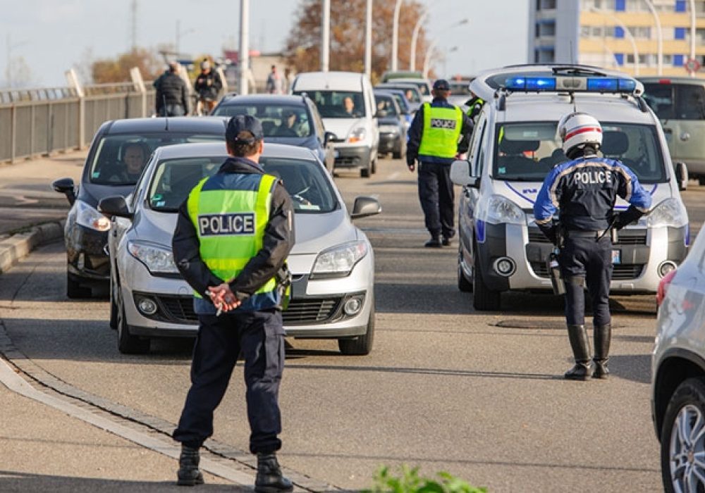 Nov 14, 2015: French Police checking vehicles on bridge between France and Germany after Paris attacks. CREDIT: <a href="http://tinyurl.com/nku4sjt">Shutterstock</a>