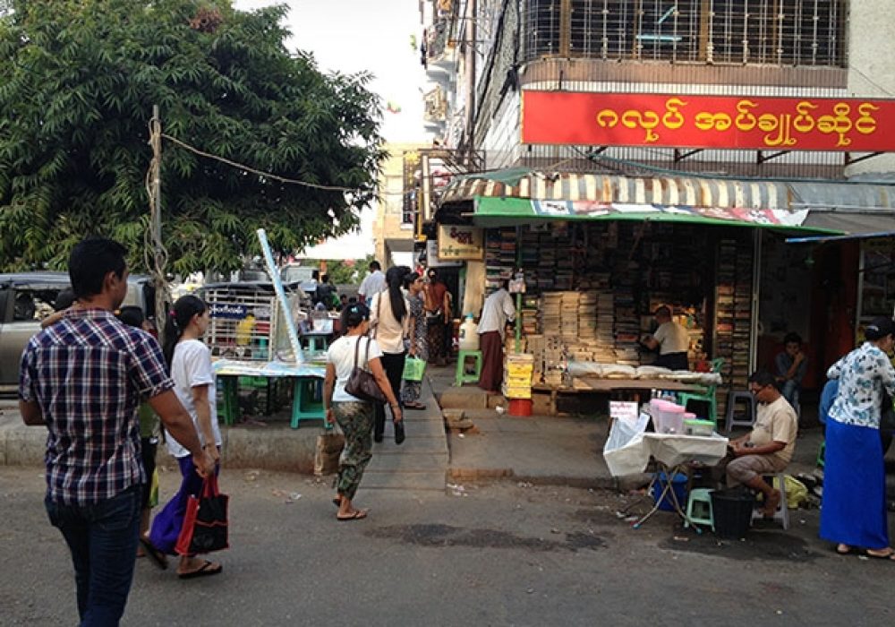Street corner in Yangon, Myanmar. CREDIT: Devin Stewart