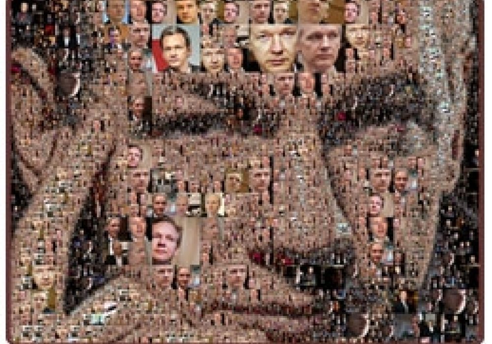 Collage of Julian Assange, by <a href="http://www.flickr.com/photos/artensoft/5305386172/" target=_blank">Artensoft</a>