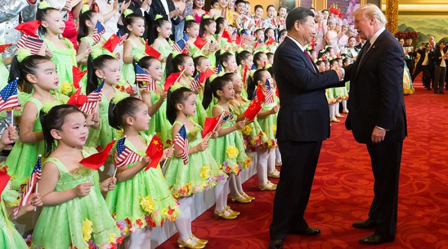 Donald Trump & Xi Jinping in Beijing, November 2017. CREDIT: <a href="https://www.whitehouse.gov/briefings-statements/more-photos-foreign-trip/">Official White House Photo by Andrea Hanks</a>.