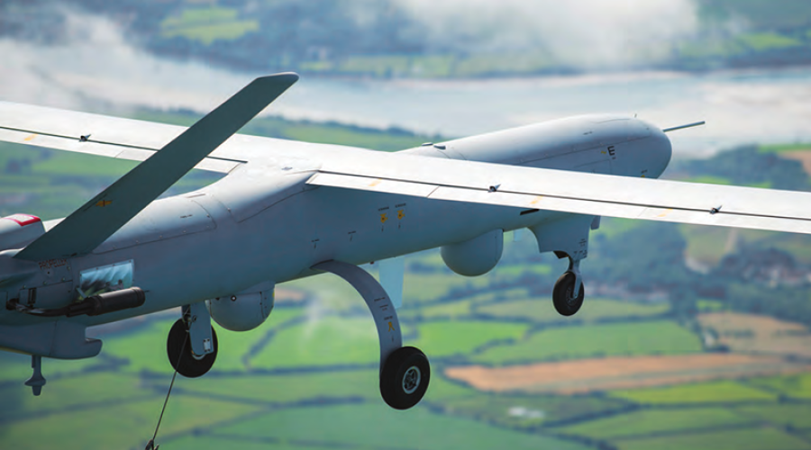 Watchkeeper tactical unmanned air vehicle (TUAV). Credit: <a href="https://www.flickr.com/photos/73614187@N03/43077245665/">Think Defence </a>(<a href="https://creativecommons.org/licenses/by-nc/2.0/">CC</a>)