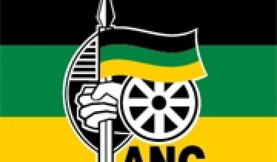 African National Congress flag and logo.