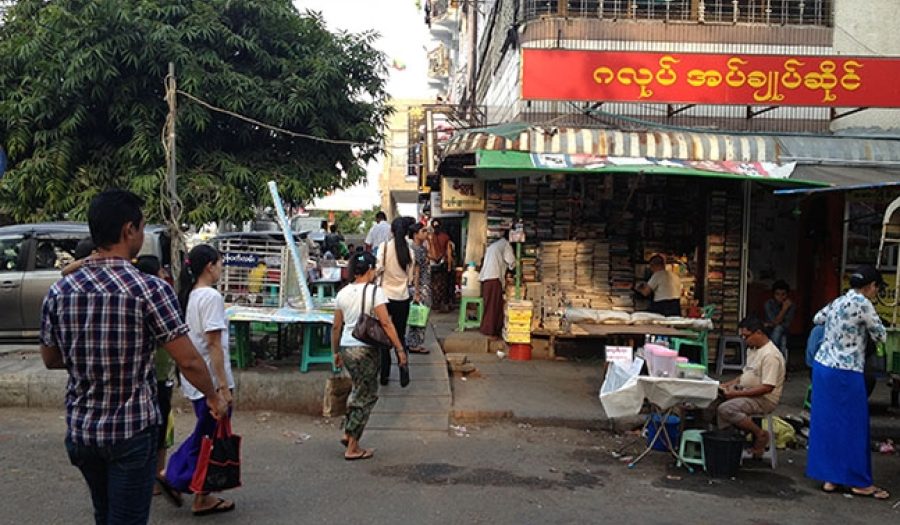 Street corner in Yangon, Myanmar. CREDIT: Devin Stewart