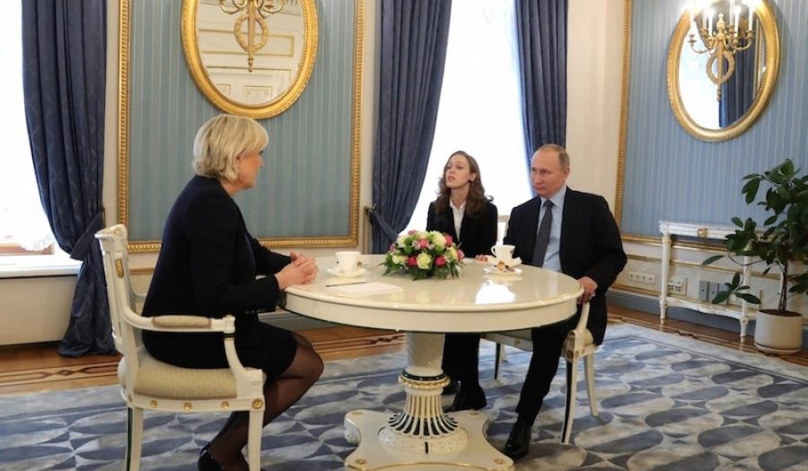 Marine Le Pen and Vladimir Putin, Moscow, March 2017. CREDIT: <a href="http://www.kremlin.ru/events/president/news/54102/photos/47601">The Russian Presidential Press and Information Office</a>