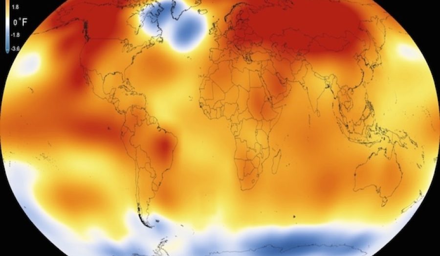 NASA, NOAA analyses reveal record-shattering global warm temperatures in 2015. CREDIT: <a href=<"https://commons.wikimedia.org/wiki/File:16-008-NASA-2015RecordWarmGlobalYearSince1880-20160120.png">NASA</a>