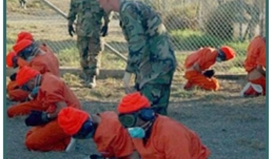 Detainees at Camp X-Ray. <br>DoD photo: Shane T. McCoy, U.S. Navy