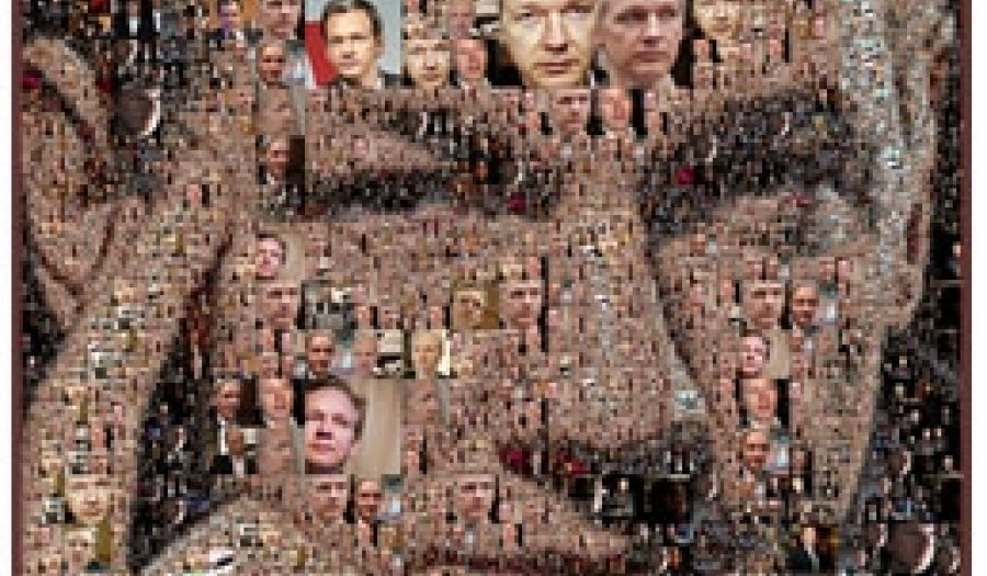 Collage of Julian Assange, by <a href="http://www.flickr.com/photos/artensoft/5305386172/" target=_blank">Artensoft</a>