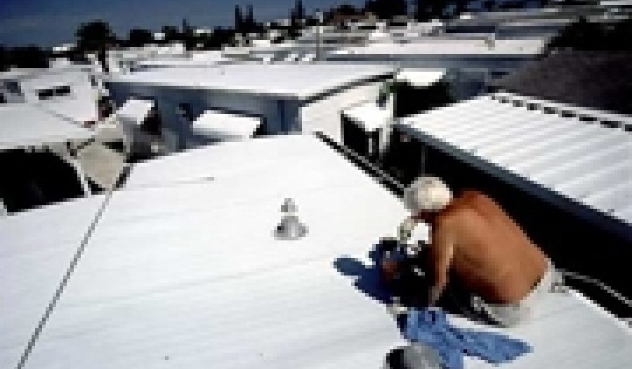 White roof paint. Credit: <a href="http://www.flickr.com/photos/nhbdy/153067064/">Chris Dick</a> (<a href="http://creativecommons.org/licenses/by-sa/2.0/deed.en">CC</a>).