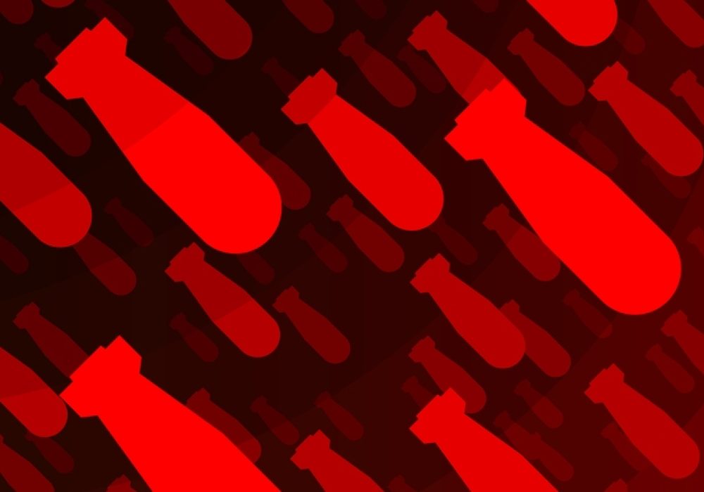 Red bomb nuclear poster