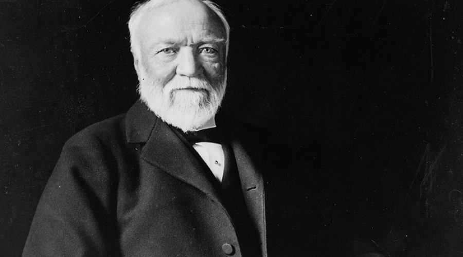 Andrew Carnegie, 1913. Library of Congress via <a href="https://en.wikipedia.org/wiki/Andrew_Carnegie#/media/File:Andrew_Carnegie,_three-quarter_length_portrait,_seated,_facing_slightly_left,_1913.jpg">Wikipedia</a>