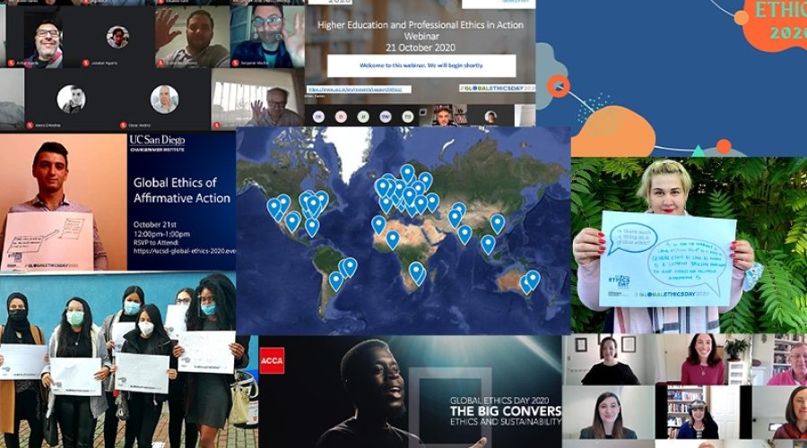 L to R from top row: IDATHA (Uruguay), University College Cork (Ireland), Intel Corporation (Global), Vasile Goldis Western University of Arad (Romania), UC San Diego (United States), Map of 2020 participants, Vasile Goldis Western University of Arad (Romania), Association of Chartered Certified Accountants (Global), The Banking and Finance Oath (Australia).