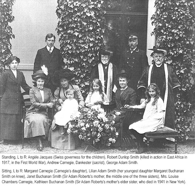 Andrew Carnegie at Aberdeen University, 1912 with his family and Sir Adam Roberts family