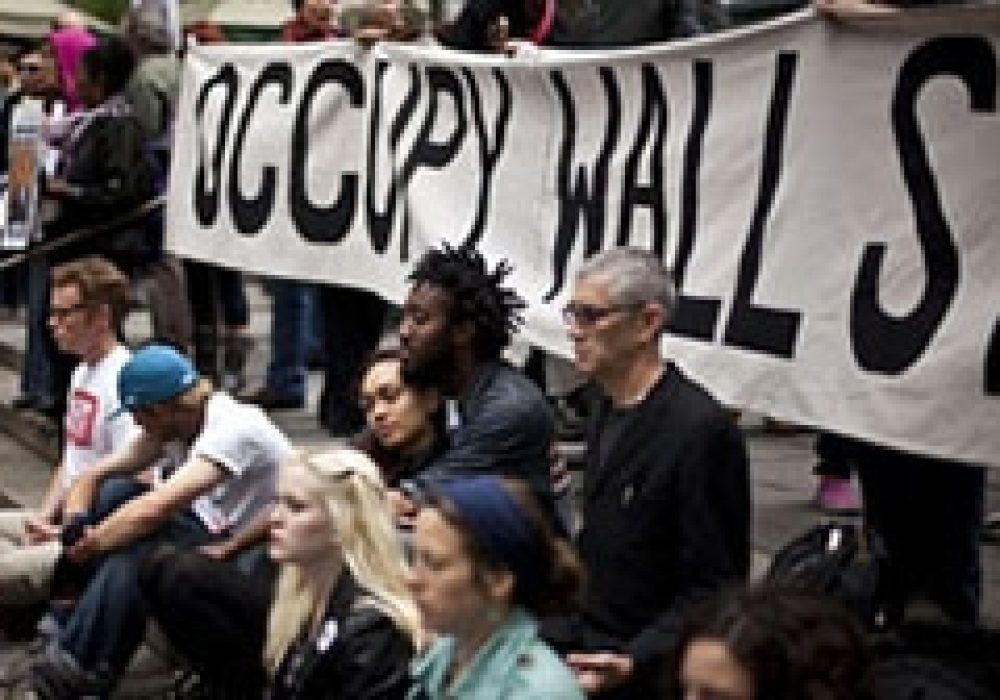 OWS protesters, Bryant Park, May Day 2012.<br> CREDIT: <a href="http://www.flickr.com/photos/weeklydig/6988465184/" terget="blank">Weekly Dig</a>