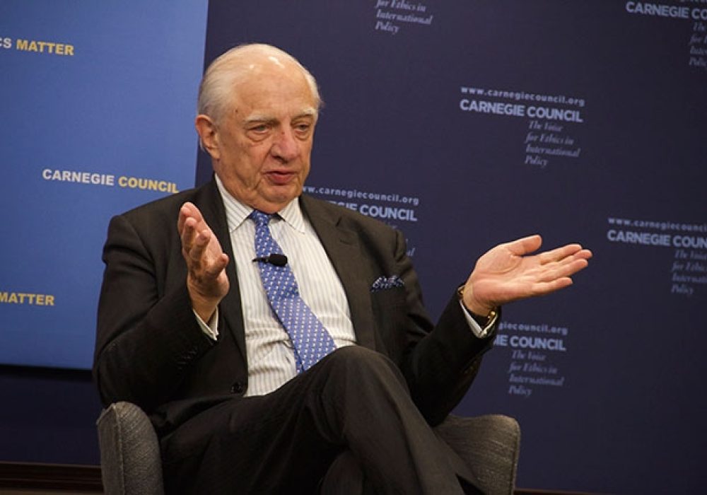 Peter Sutherland, United Nations Special Representative of the Secretary-General for International Migration.<br> CREDIT: Amanda Ghanooni