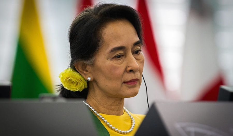 Aung San Suu Kyi, state counsellor of Myanmar. CREDIT: <a href="https://commons.wikimedia.org/wiki/File:Remise_du_Prix_Sakharov_%C3%A0_Aung_San_Suu_Kyi_Strasbourg_22_octobre_2013-08.jpg">Claude TRUONG-NGOC (CC)</a>