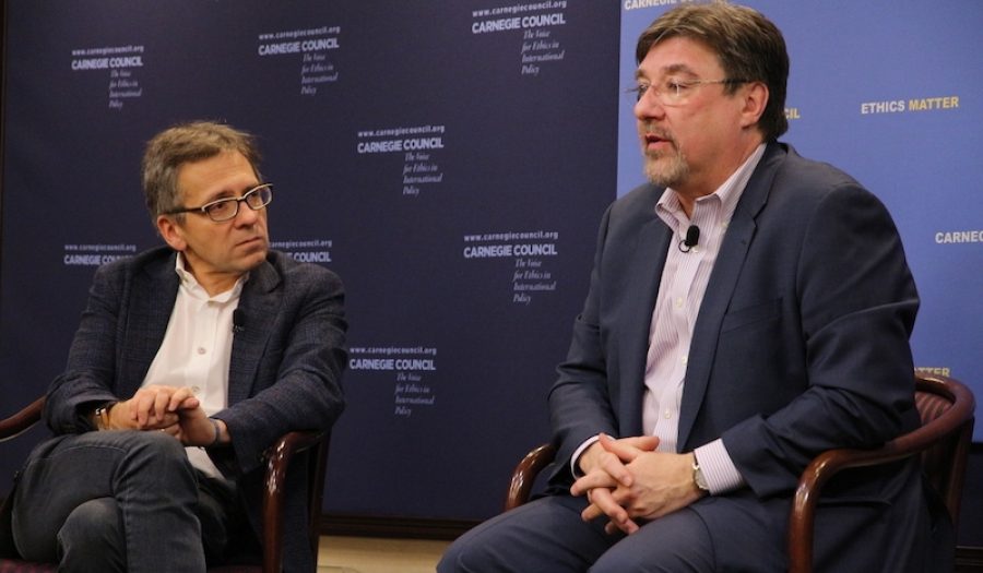 Ian Bremmer and Tom Nichols. CREDIT: Amanda Ghanooni.