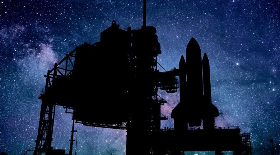 Space shuttle at night
