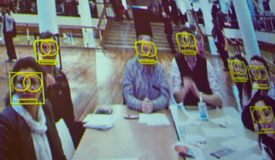 CV Dazzle demonstrates facial recognition software at The Web We Want Festival. CREDIT: <a href=https://flickr.com/photos/southbankcentre/15729210417/>Pete Woodhead (CC)</a>.