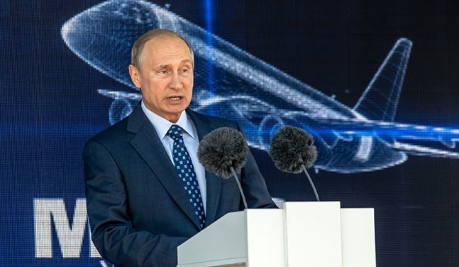 CREDIT: <a href="http://www.shutterstock.com/pic-311067200/stock-photo-moscow-russia-august-vladimir-putin-president-of-russia-at-the-international-aviation-and.html">Shutterstock</a>