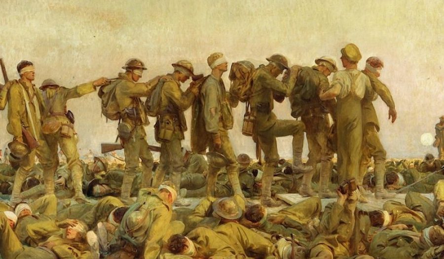 Detail from John Singer Sargent's <i>Gassed</i> (1919). CREDIT: <a href="https://commons.wikimedia.org/wiki/File:Sargent,_John_Singer_(RA)_-_Gassed_-_Google_Art_Project.jpg">Google Cultural Institute/Imperial War Musem London (Public Domain)</a>