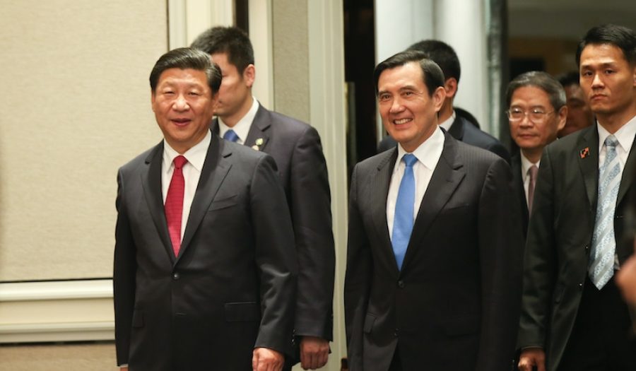 China's President Xi Jinping and Taiwan's then-President Ma Ying-jeou in Singapore, 2015. CREDIT: <a href="https://www.flickr.com/photos/presidentialoffice/22843285625">Taiwan Presidential Office</a> <a href="https://creativecommons.org/licenses/by/2.0/">(CC)</a>